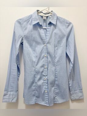Women’s Light Blue Pinstripe Dress Shirt